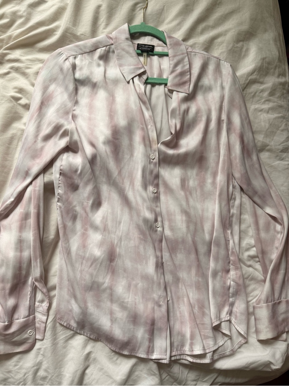 David Lerner x Evereve Pale Pink Tie-Dye Button Down Shirt